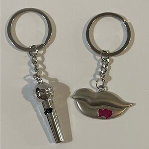 NEW Chic Silver Whistle and Lips Keychain Duo